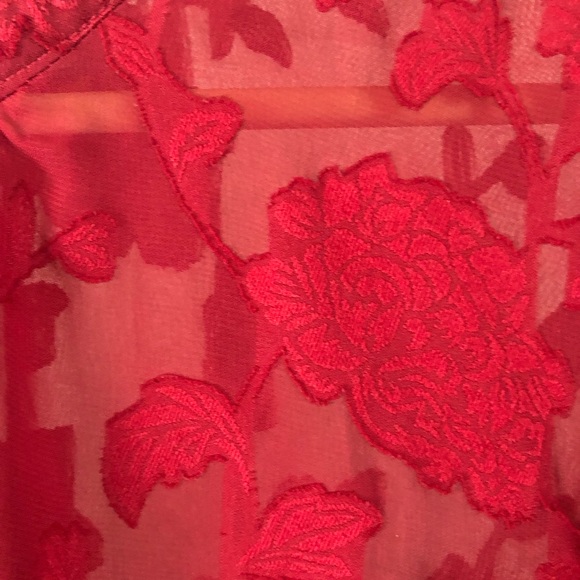 TOP - Women's Torrid Red Chiffon Floral Flutter Sleeve Bubble Hem Top. Size 3X. - Picture 13 of 16